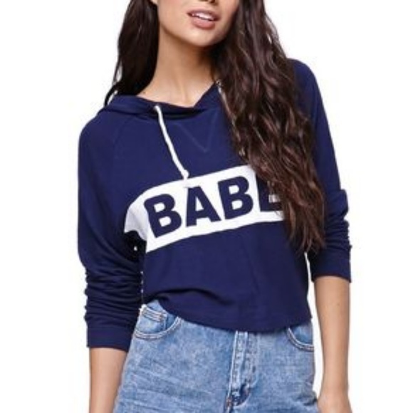 La Hearts Tops - PACSUN'S LA HEARTS CROPPED "BABE" HOODIE